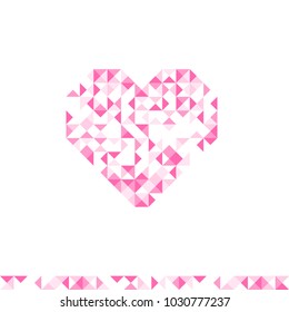 Abstract geometric pattern Heart symbol shape design pink color illustration isolated on white background with copy space, vector eps 10