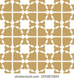 Abstract geometric pattern with hearts on white background. A seamless vector background. Graphic modern pattern. White and gold pattern.