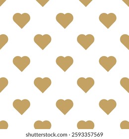 Abstract geometric pattern with hearts on white background. A seamless vector background. Graphic modern pattern. White and gold pattern.