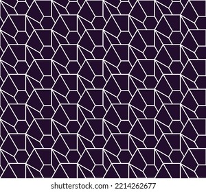 Abstract geometric pattern with hexagon lines, Seamless vector background. Purple and white texture