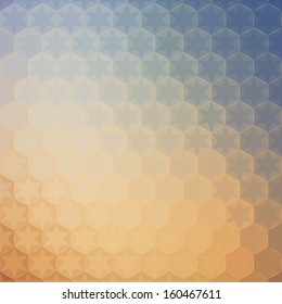 Abstract geometric pattern of hexagons and stars. The flow of the spectral light.