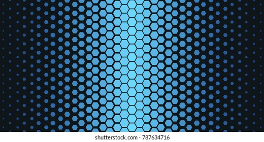 Abstract geometric pattern. Hipster fashion design print hexagonal pattern. Blue honeycombs on a black background. Vector Illustration.