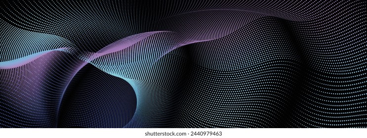 Abstract geometric pattern illustration. A banner featuring multiple colors of dots with a black spot for placing copy text.