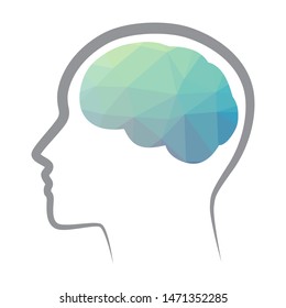 abstract geometric pattern inside human brain, vector 