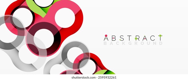 Abstract geometric pattern with interlocking circular and tubular shapes featuring smooth gradients, sharp contrasts, and dynamic layering