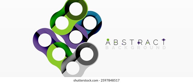 Abstract geometric pattern with interlocking circular and tubular shapes featuring smooth gradients, sharp contrasts, and dynamic layering