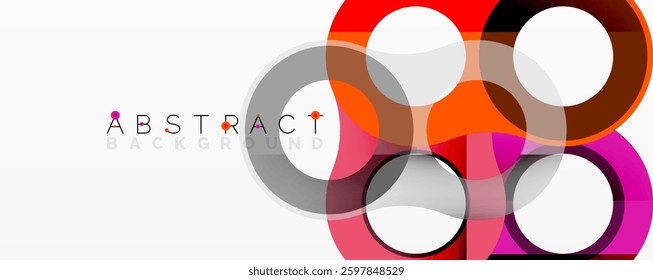 Abstract geometric pattern with interlocking circular and tubular shapes featuring smooth gradients, sharp contrasts, and dynamic layering