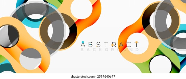 Abstract geometric pattern with interlocking circular and tubular shapes featuring smooth gradients, sharp contrasts, and dynamic layering