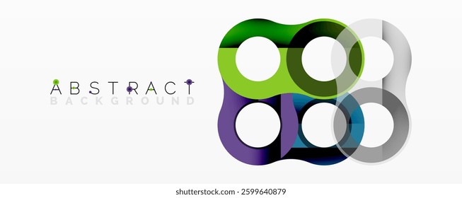 Abstract geometric pattern with interlocking circular and tubular shapes featuring smooth gradients, sharp contrasts, and dynamic layering