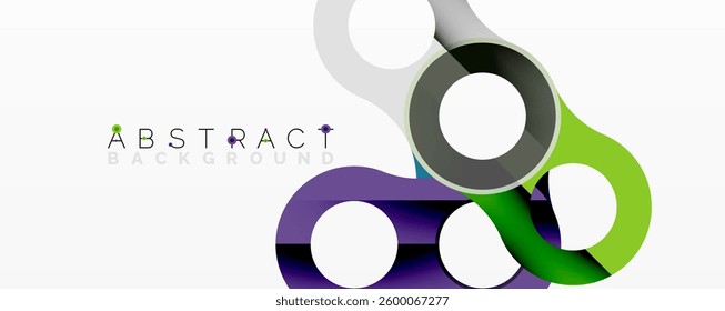Abstract geometric pattern with interlocking circular and tubular shapes featuring smooth gradients, sharp contrasts, and dynamic layering