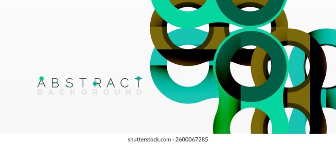 Abstract geometric pattern with interlocking circular and tubular shapes featuring smooth gradients, sharp contrasts, and dynamic layering