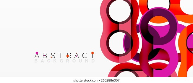 Abstract geometric pattern with interlocking circular and tubular shapes featuring smooth gradients, sharp contrasts, and dynamic layering