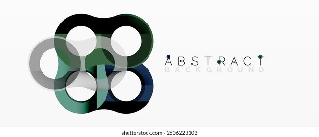 Abstract geometric pattern with interlocking circular and tubular shapes featuring smooth gradients, sharp contrasts, and dynamic layering
