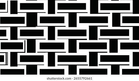 Abstract geometric pattern with interlocking rectangles and vertical lines