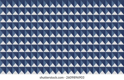 Abstract geometric pattern of interlocking triangles in shades of blue and white.  Creates a modern, textured effect ideal for backgrounds, website design, or textile prints.