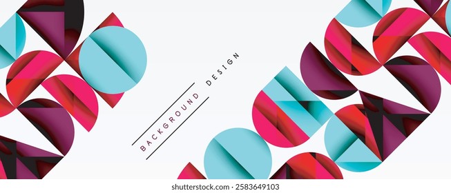 Abstract geometric pattern with intersecting circles and triangles in gradients. The high-contrast composition creates depth and a dynamic, modern aesthetic