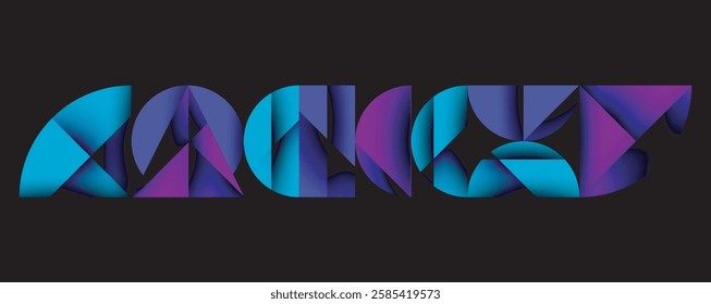 Abstract geometric pattern with intersecting circles and triangles in gradients. The high-contrast composition creates depth and a dynamic, modern aesthetic