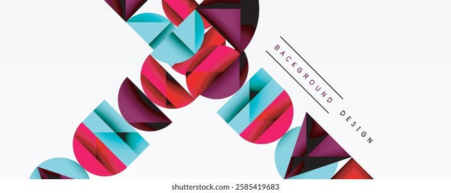 Abstract geometric pattern with intersecting circles and triangles in gradients. The high-contrast composition creates depth and a dynamic, modern aesthetic