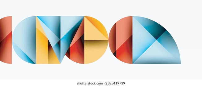 Abstract geometric pattern with intersecting circles and triangles in gradients. The high-contrast composition creates depth and a dynamic, modern aesthetic