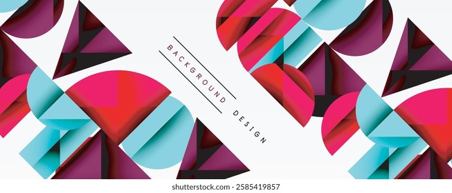 Abstract geometric pattern with intersecting circles and triangles in gradients. The high-contrast composition creates depth and a dynamic, modern aesthetic