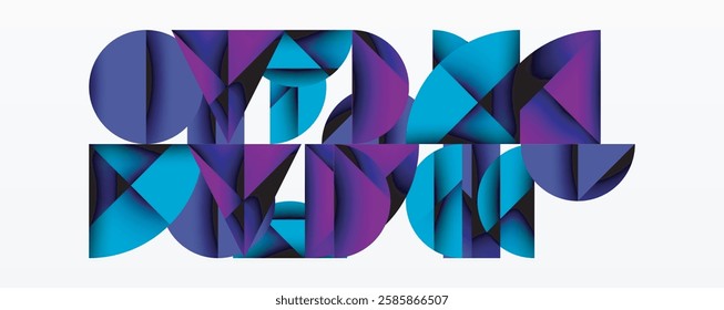 Abstract geometric pattern with intersecting circles and triangles in gradients. The high-contrast composition creates depth and a dynamic, modern aesthetic