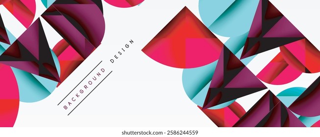 Abstract geometric pattern with intersecting circles and triangles in gradients. The high-contrast composition creates depth and a dynamic, modern aesthetic