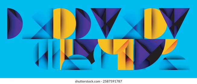 Abstract geometric pattern with intersecting circles and triangles in gradients. The high-contrast composition creates depth and a dynamic, modern aesthetic