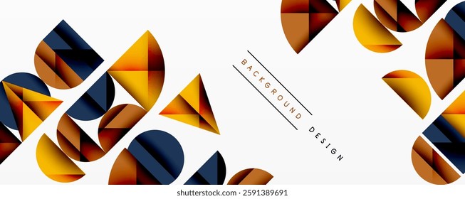 Abstract geometric pattern with intersecting circles and triangles in gradients. The high-contrast composition creates depth and a dynamic, modern aesthetic