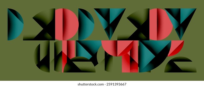 Abstract geometric pattern with intersecting circles and triangles in gradients. The high-contrast composition creates depth and a dynamic, modern aesthetic