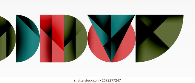 Abstract geometric pattern with intersecting circles and triangles in gradients. The high-contrast composition creates depth and a dynamic, modern aesthetic