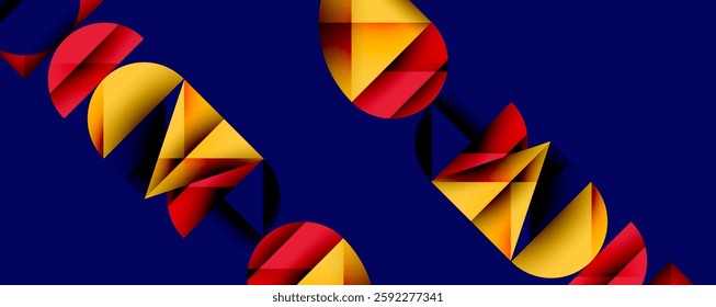 Abstract geometric pattern with intersecting circles and triangles in gradients. The high-contrast composition creates depth and a dynamic, modern aesthetic