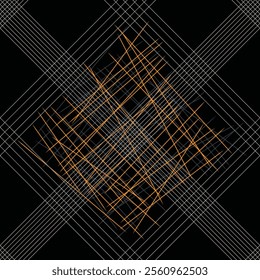 Abstract geometric pattern with intersecting lines in gray and orange.