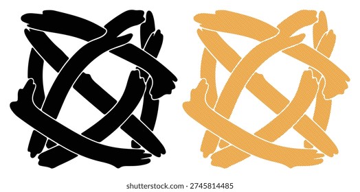 Abstract geometric pattern interwoven sticks branches organic design shape