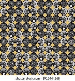 Abstract geometric pattern, intricate pattern of optical illusions. Seamless pattern with yellow background, vector illustration. Decorative design for your creative ideas.