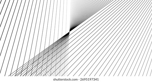Abstract geometric pattern with lines and angle composition. Gradient background fades through stripe halftone texture creating smooth patern gradation Modern minimal black and white vector background