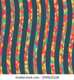 Abstract geometric pattern with lines of colored triangles. Can be used as poster, banner, border, background, Wallpaper, card, print and etc. Eps10 vector.