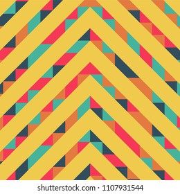 Abstract geometric pattern with lines of colored triangles. Can be used as poster, banner, border, background, Wallpaper, card, print and etc. Eps10 vector.