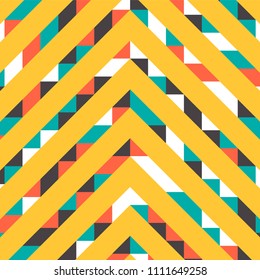 Abstract geometric pattern with lines of colored triangles. Can be used as poster, banner, border, background, Wallpaper, card, print and etc. Eps10 vector.