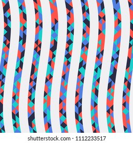 Abstract geometric pattern with lines of colored triangles. Can be used as poster, banner, border, background, Wallpaper, card, print and etc. Eps10 vector.
