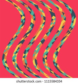 Abstract geometric pattern with lines of colored triangles. Can be used as poster, banner, border, background, Wallpaper, card, print and etc. Eps10 vector.