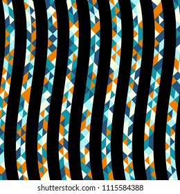 Abstract geometric pattern with lines of colored triangles. Can be used as poster, banner, border, background, Wallpaper, card, print and etc. Eps10 vector.