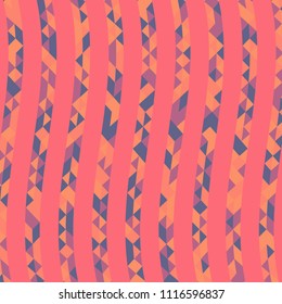 Abstract geometric pattern with lines of colored triangles. Can be used as poster, banner, border, background, Wallpaper, card, print and etc. Eps10 vector.