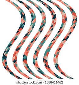 Abstract geometric pattern with lines of colored triangles. Can be used as poster, banner, border, background, Wallpaper, card, print and etc. Eps10 vector.