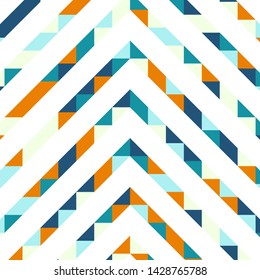 Abstract geometric pattern with lines of colored triangles. Can be used as poster, banner, border, background, Wallpaper, card, print and etc. Eps10 vector.