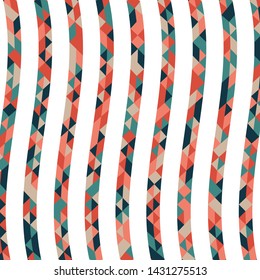 Abstract geometric pattern with lines of colored triangles. Can be used as poster, banner, border, background, Wallpaper, card, print and etc. Eps10 vector.