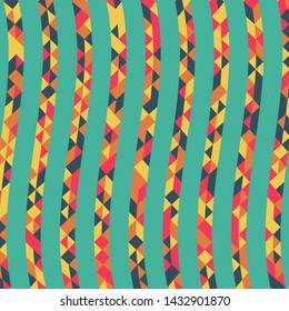 Abstract geometric pattern with lines of colored triangles. Can be used as poster, banner, border, background, Wallpaper, card, print and etc. Eps10 vector.