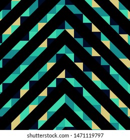 Abstract geometric pattern with lines of colored triangles. Can be used as poster, banner, border, background, Wallpaper, card, print and etc. Eps10 vector.