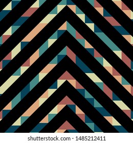 Abstract geometric pattern with lines of colored triangles. Can be used as poster, banner, border, background, Wallpaper, card, print and etc. Eps10 vector.