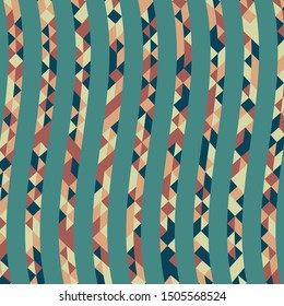 Abstract geometric pattern with lines of colored triangles. Can be used as poster, banner, border, background, Wallpaper, card, print and etc. Eps10 vector.