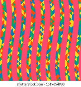 Abstract geometric pattern with lines of colored triangles. Can be used as poster, banner, border, background, Wallpaper, card, print and etc. Eps10 vector.